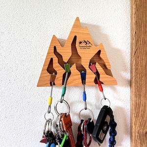 Cherry Wood Mountain Key Holder for Climbers Gift