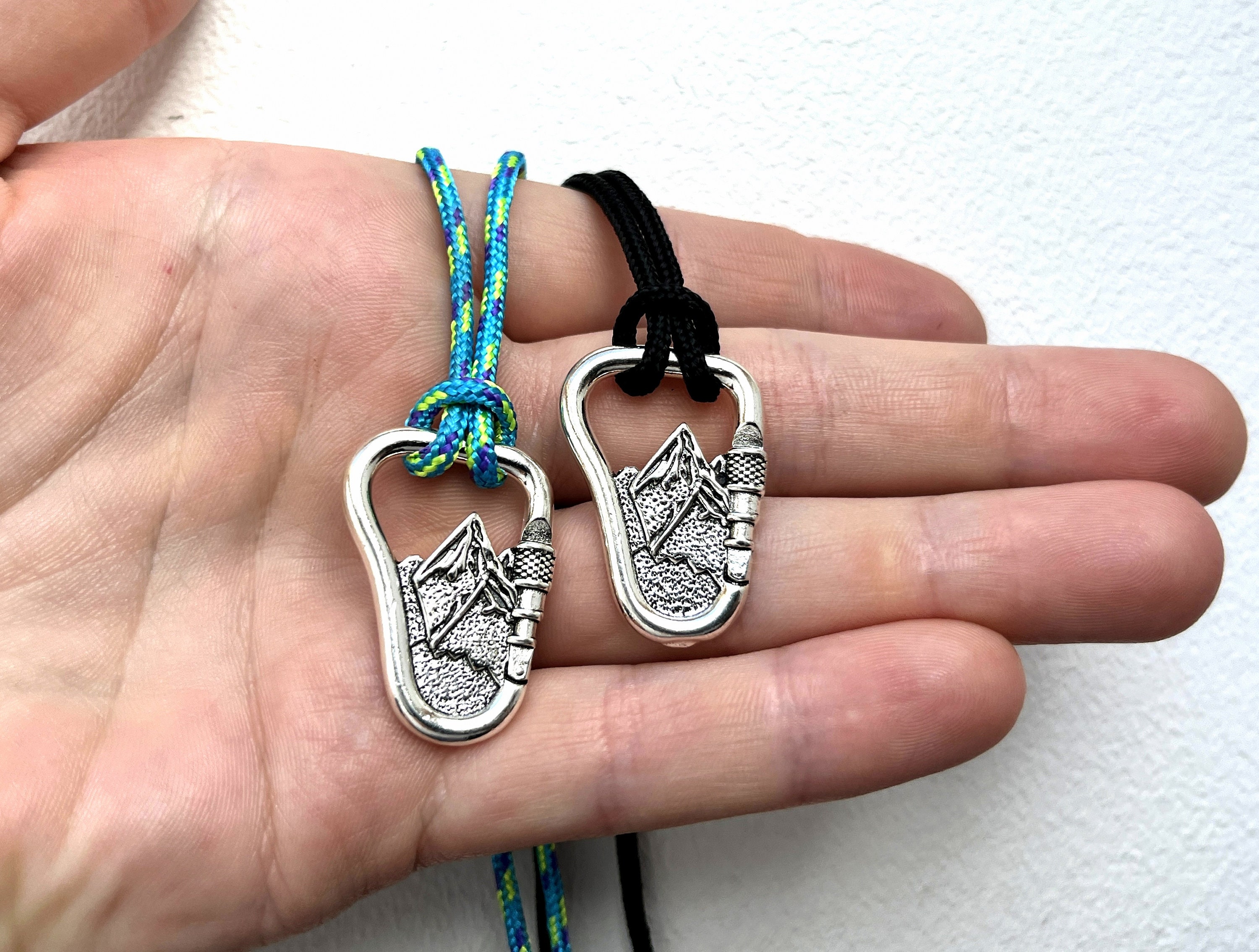 Carabiner Mountain Necklace: Stainless Steel Paracord Climbing