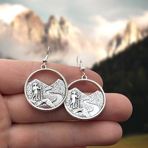 Hiking Mountain Earrings Gift
