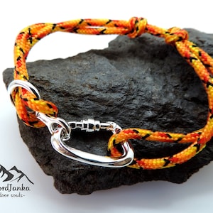 Paracord Kletterarmband orange: Edelstahl Karabiner Schmuck