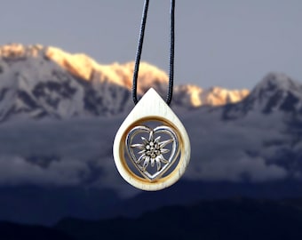 Edelweiss Mountain Resin Necklace, Gift for Mountain Lovers