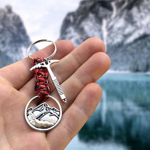 Climbing Hiking Keychain, Gift for Mountain Lovers, Climbing Jewelry