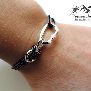 Rainbow Climbing Bracelet Carabiner and Climbing 8, Gift for Climber, Climbing Jewelry image 4