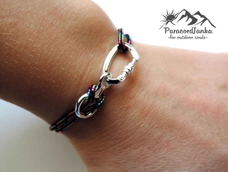 Rainbow Climbing Bracelet Carabiner and Climbing 8, Gift for Climber, Climbing Jewelry image 4