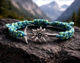 Ice Axe Flower Bracelet, Hiking Jewelry, Gift for Mountain Lovers