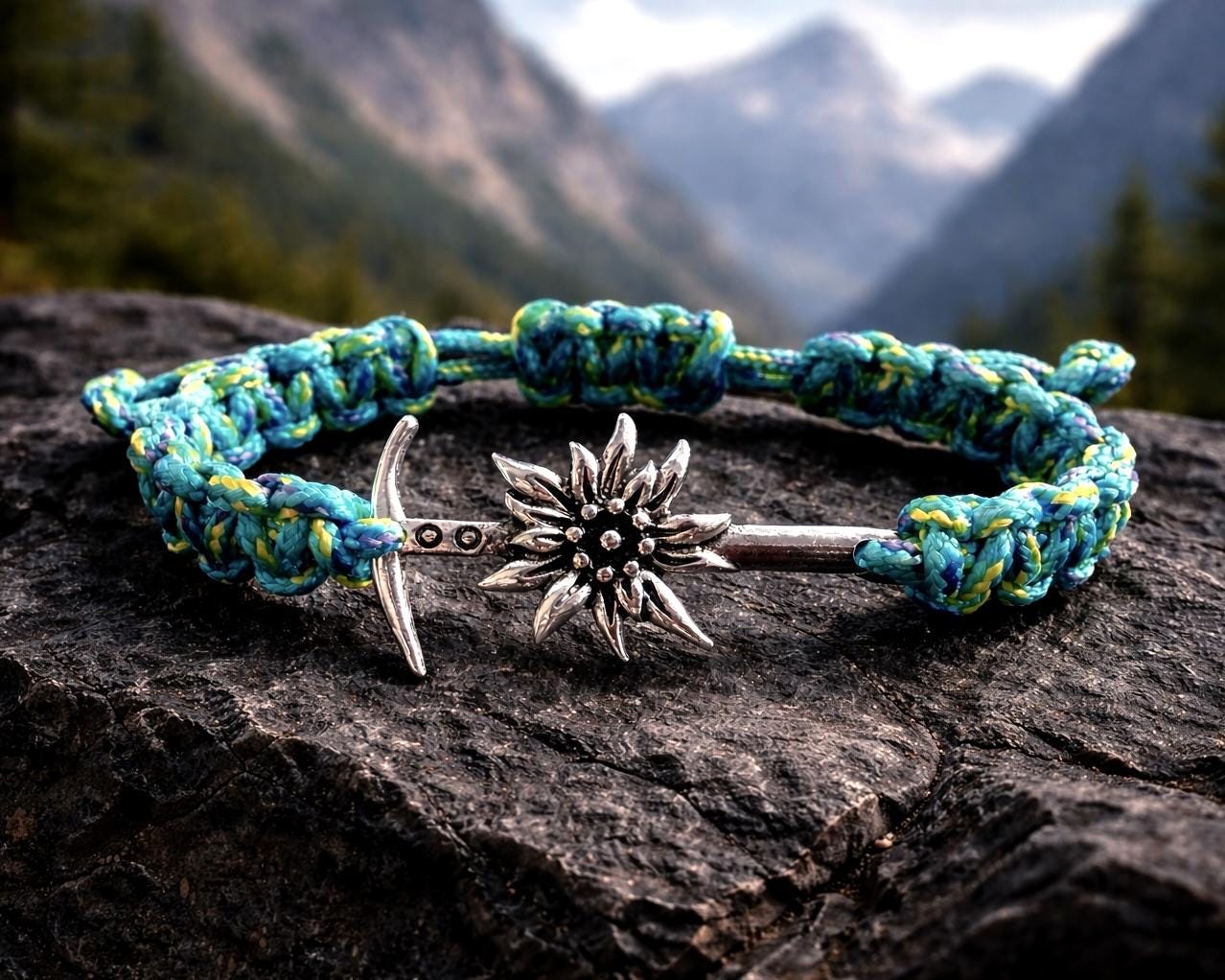 Ice Axe Flower Bracelet, Hiking Jewelry, Gift for Mountain Lovers