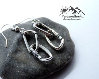 Silver Openable Climbing Carabiner Earrings Jewelry