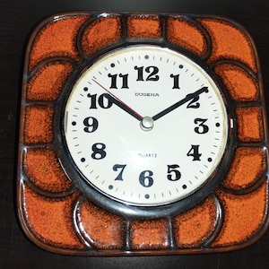 VINTAGE KITCHEN CLOCK / German dugena kitchen clock / Orange clock