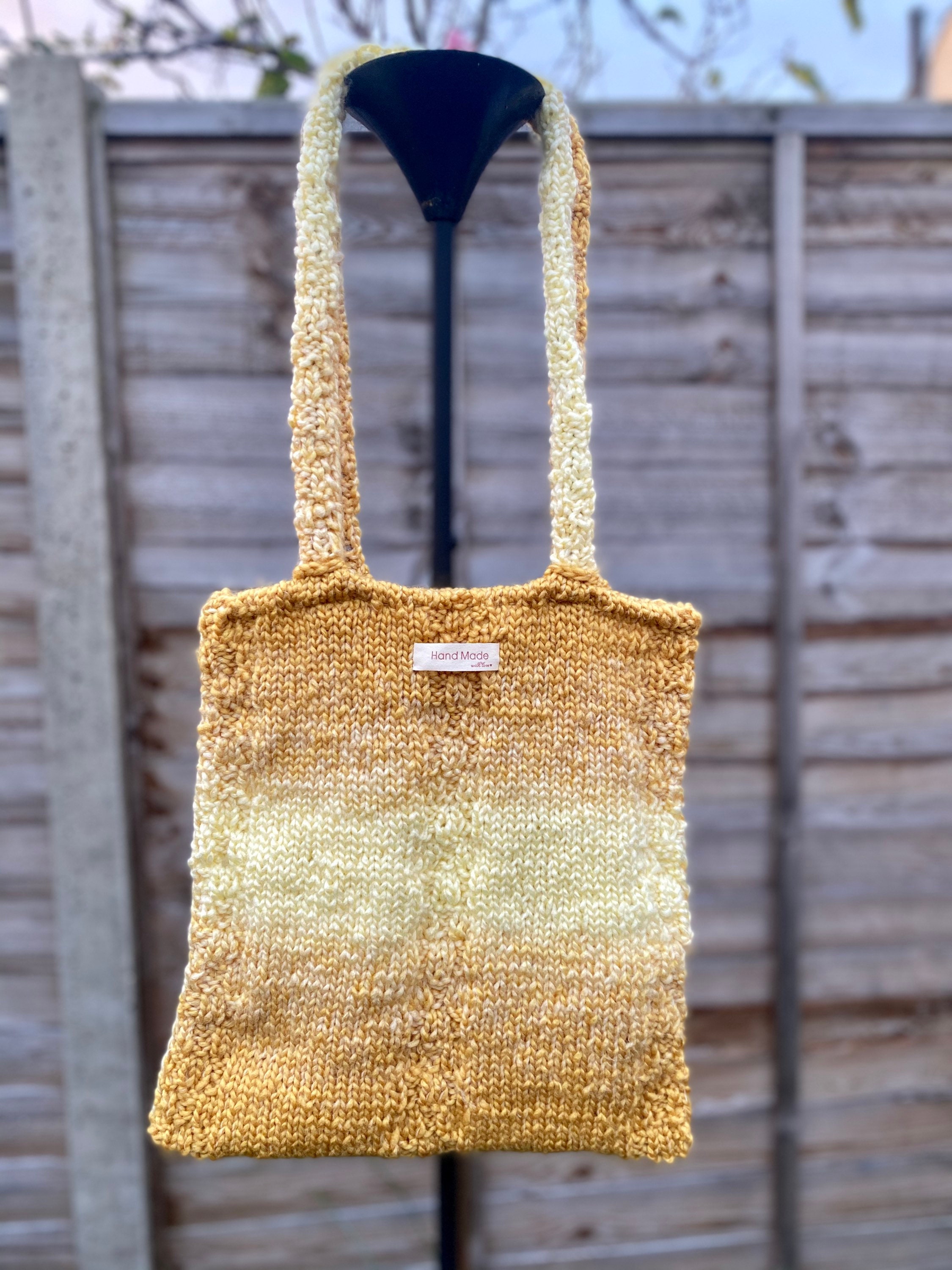 Knitted 2toned Tote Bag Etsy UK