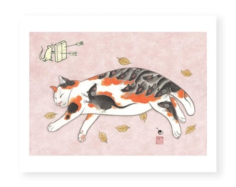 Japanese Tattoo Cat Art Print Monmon Cats Boss Cat Print Etsy