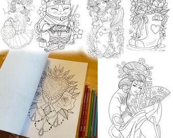 Download Tattoo Coloring Book Etsy