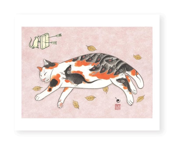 Japanese Tattoo Art Monmon Cat Print Japan Gift Japan Ink Etsy