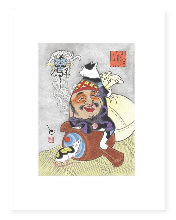 Traditional Japanese Tattoo Art Monmon Cat Print Japan Gift Etsy