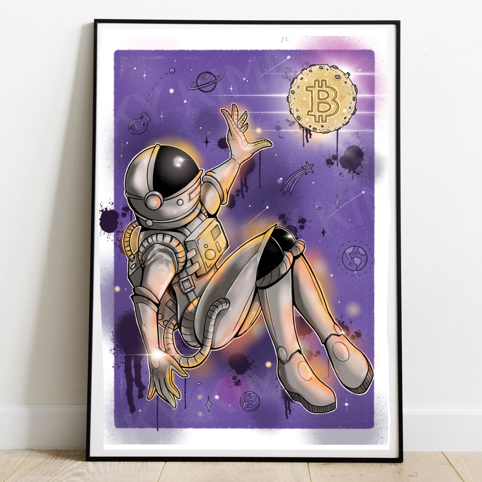 Bitcoin print. Space Art. A4. Ethereum. To the moon ...