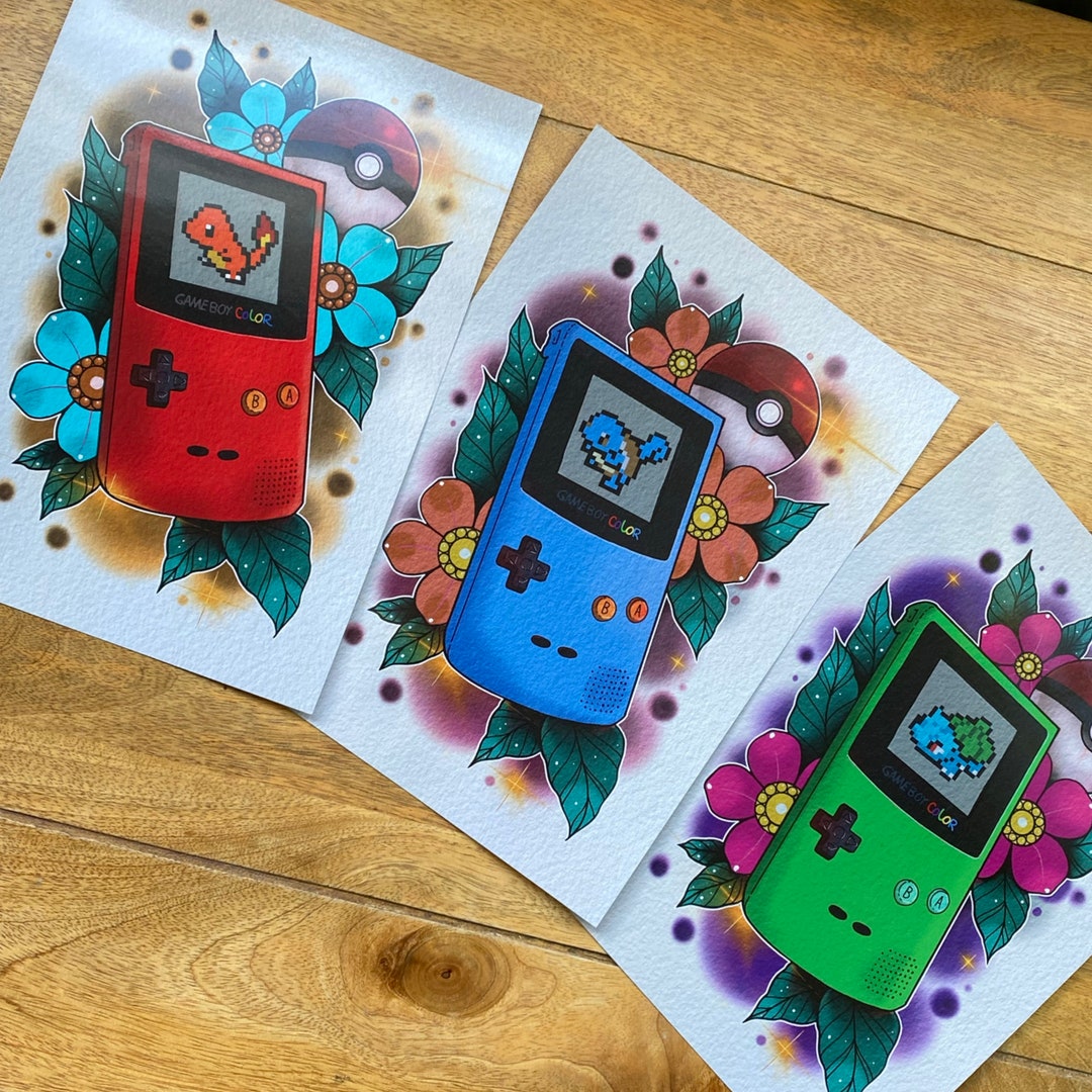 Retro Gameboy Gamer Pokemon Prints Set of 3 Pokemon Fan Art - Etsy
