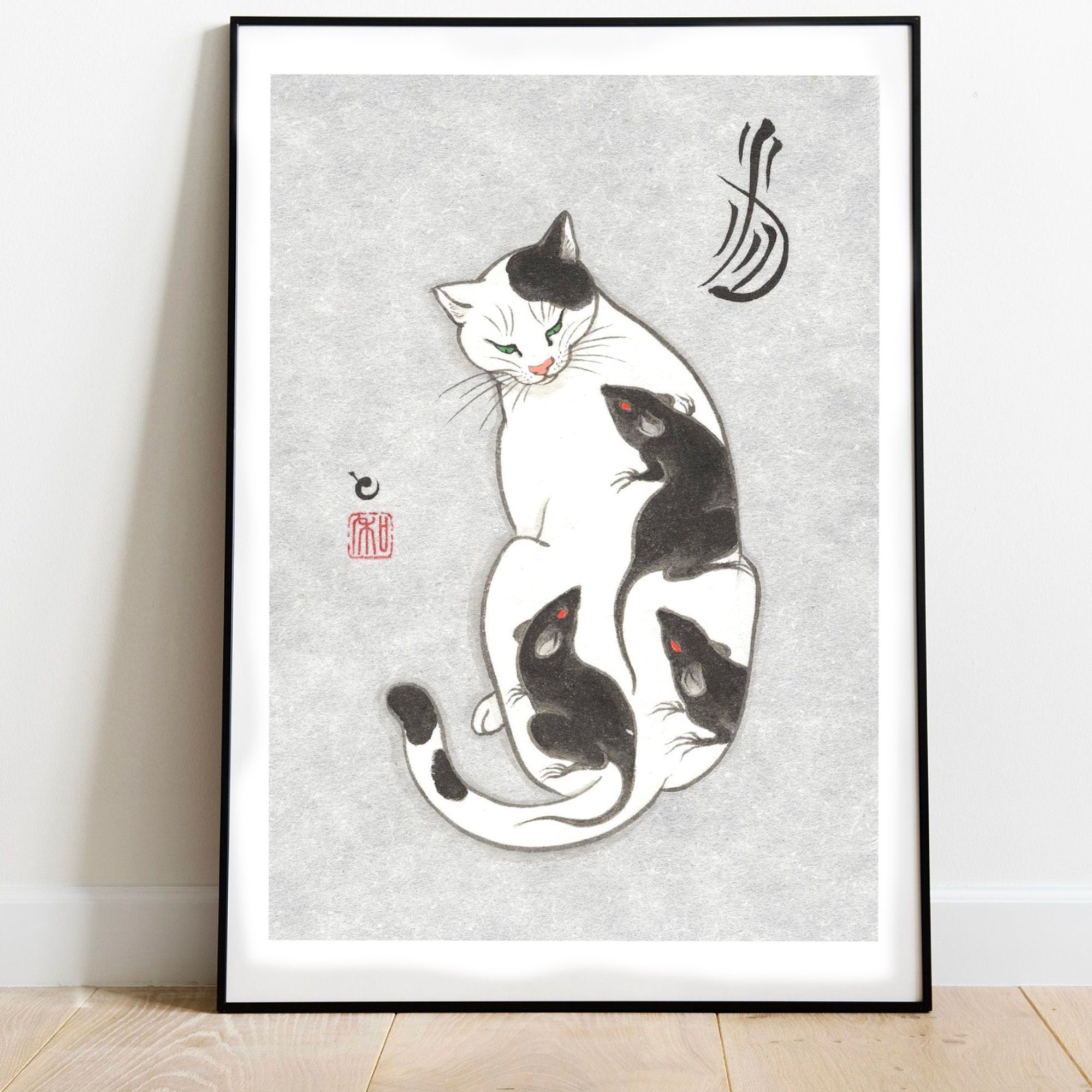 Japanese Tattoo Art Monmon Cat Print Japan Gift Japan Ink Etsy Israel