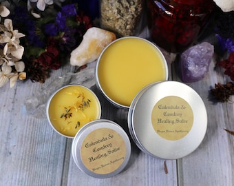 Healing Salves ~ Calendula & Comfrey ~ Jewelweed ~ Nettle ~ Plantain ~ Arnica ~Witch's Ointment ~ Tattoo Balm ~ Dry Cracked Skin Treatment ~