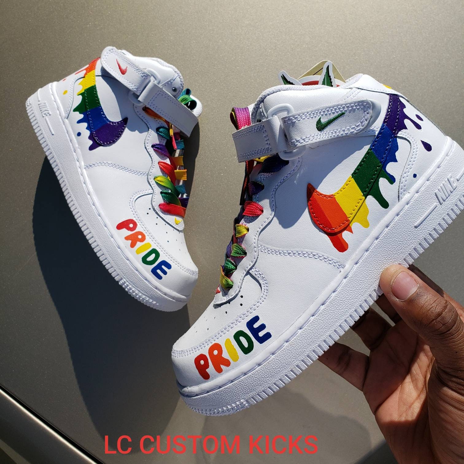 CUSTOM RAINBOW LV DRIP AIR FORCE 1 - Ships Instantly - Derivation Customs -  Custom sneakers Swarovski trainers