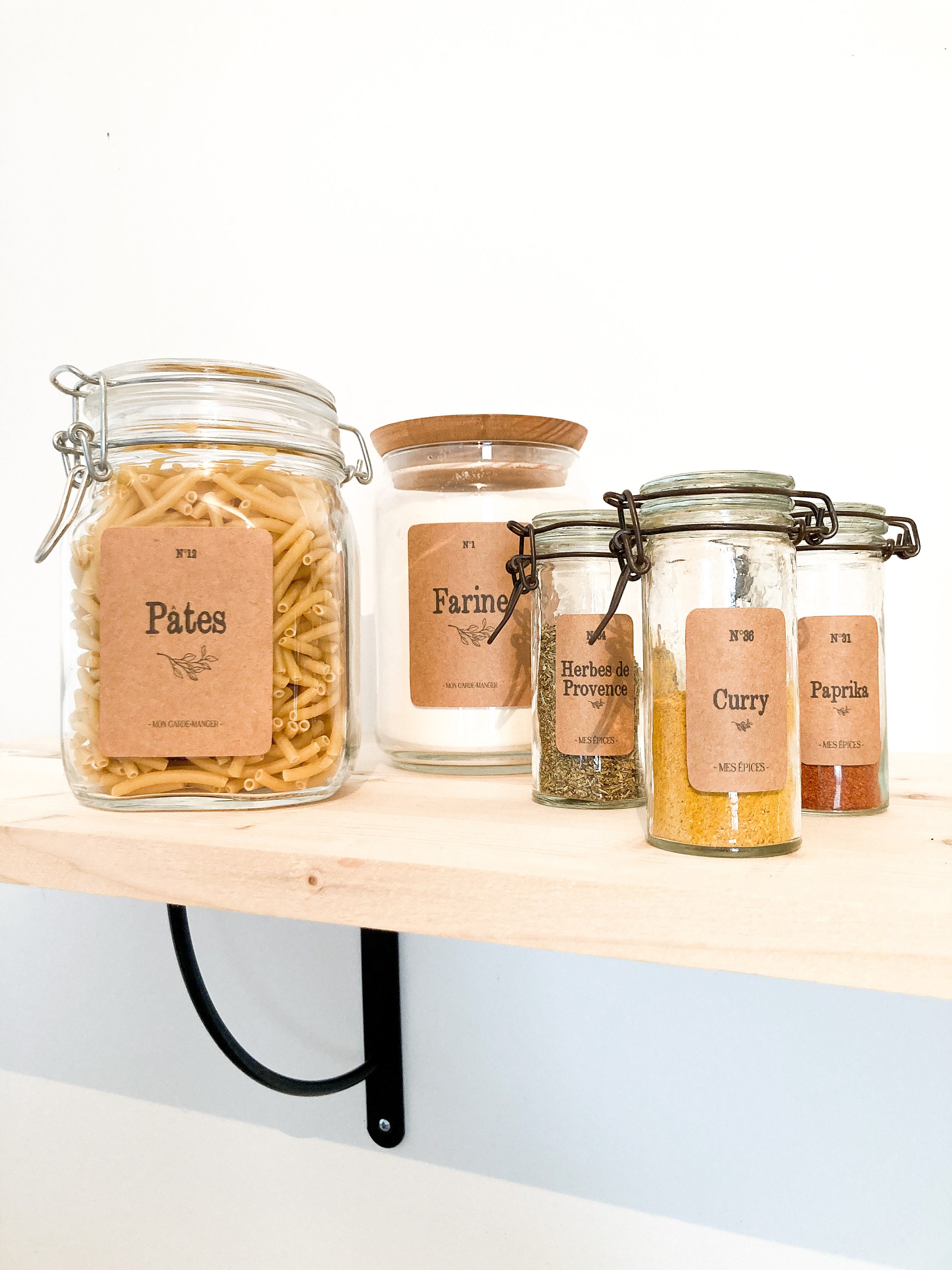 Etiquettes Pour Bocaux Autocollantes Kraft Garde Manger Épices, Étiquettes Cuisine Moderne