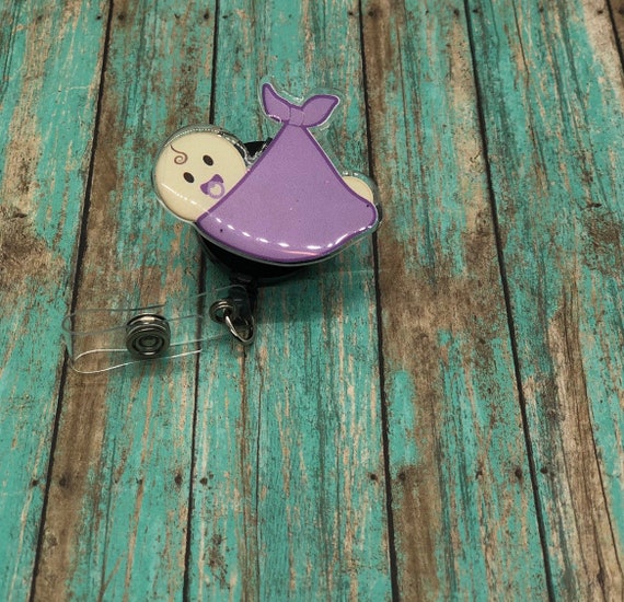 Baby in Blanket Badge Reel