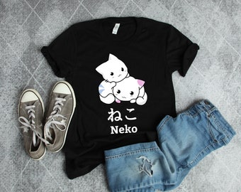 Cute Kawaii Japanese Anime Cat Neko Short-Sleeve Unisex T-Shirt