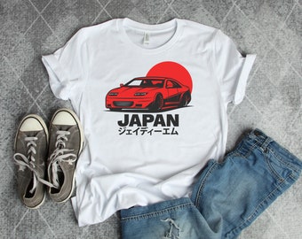 Japan JDM Car Vehicle Drift Theme for Motor Race Lovers Japanese Sunset Automotive JDM Motorsports Racing Short-Sleeve Unisex Gift T-Shirt