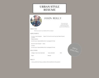 Digital Urban Resume 8.5x11 Printable New Hire Employment Hiring Stand Out