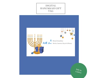 Hanukkah Blue/White Gift Tags  Customizable