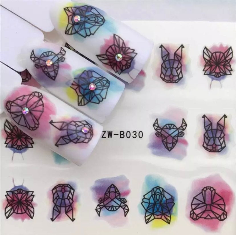 Wassertransfer Nagelsticker, Nageltattoos, Nageldesign, Nailart, Nageldekoration