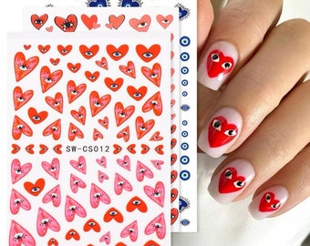Red Hearts, Blue Hearts and Evil Eye - Nail Art Stickers
