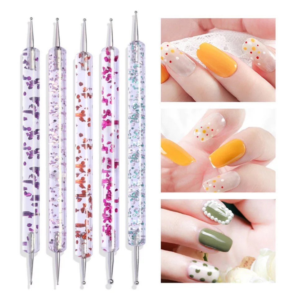 Buy Belicia 5PC 2 Way Double Ended Nail Art Manicure Pedicure Dot Paint  Dotting Painting Marbleizing Pen Tool Online In India At Discounted Prices