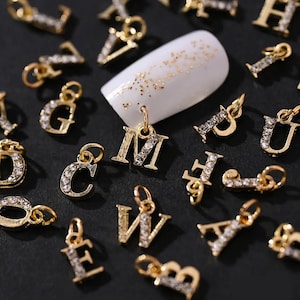  52 Pieces Letters Nail Stud Stickers Alloy Rhinestone Letter  Charms 3D Capital Letters Nail Studs Alphabet Nail Charms English Nail  Decoration for Women Girls Nail Accessories Salon (Elegant Style) : Beauty