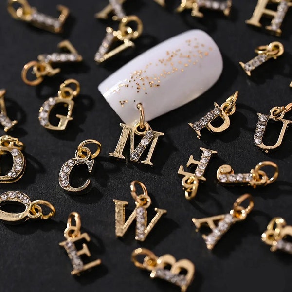 1pcs Dangle Nail Piercing Charms Alphabet Letter Alloy 3D Nail Art Charm