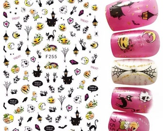 Halloween, Ghost, Haunted House, Pumpkin, Moon and Lanterns - Nail Art Set - STICKERS