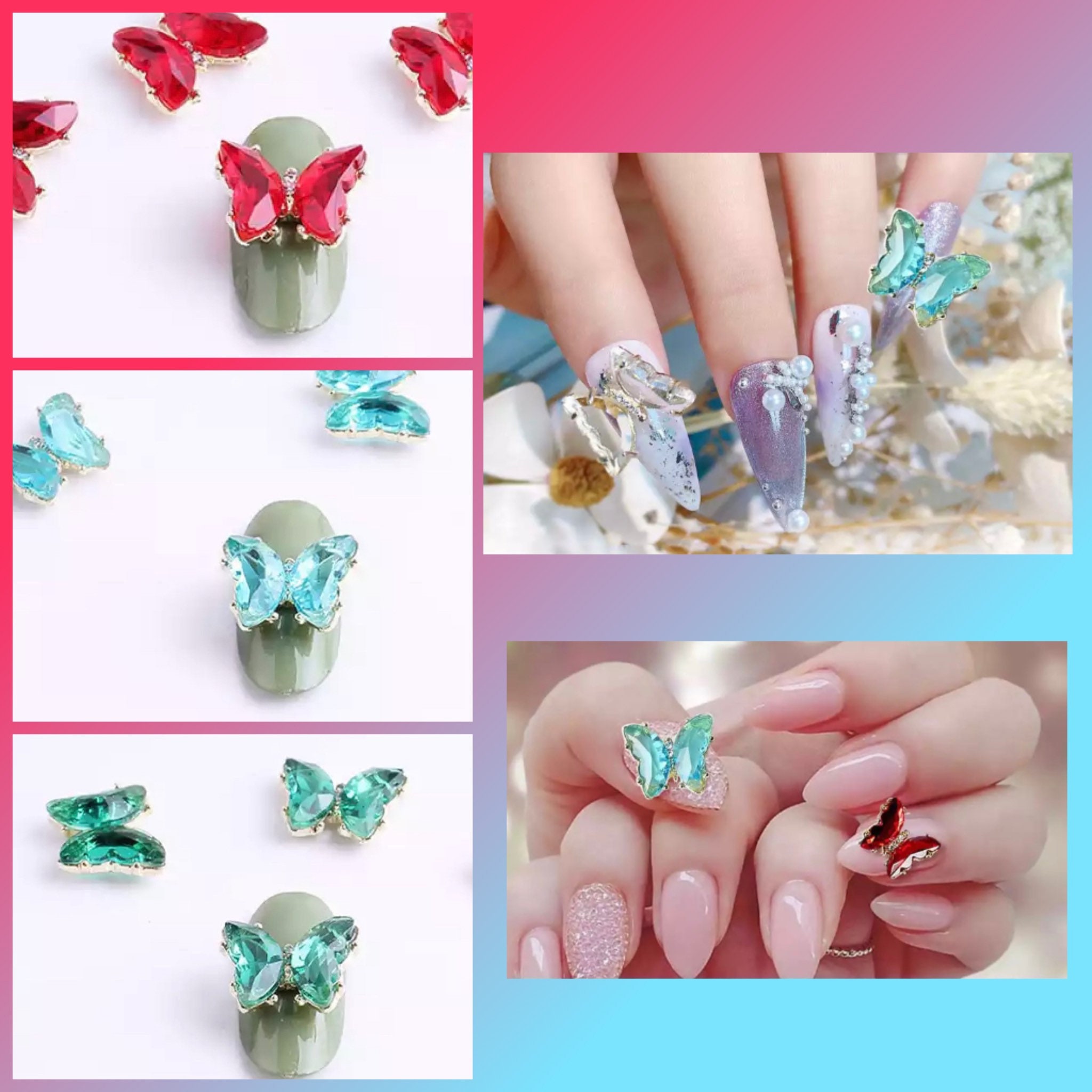 5PCS Glittered Candy Heart, Resin Nail Charms, Candy Nail Charms