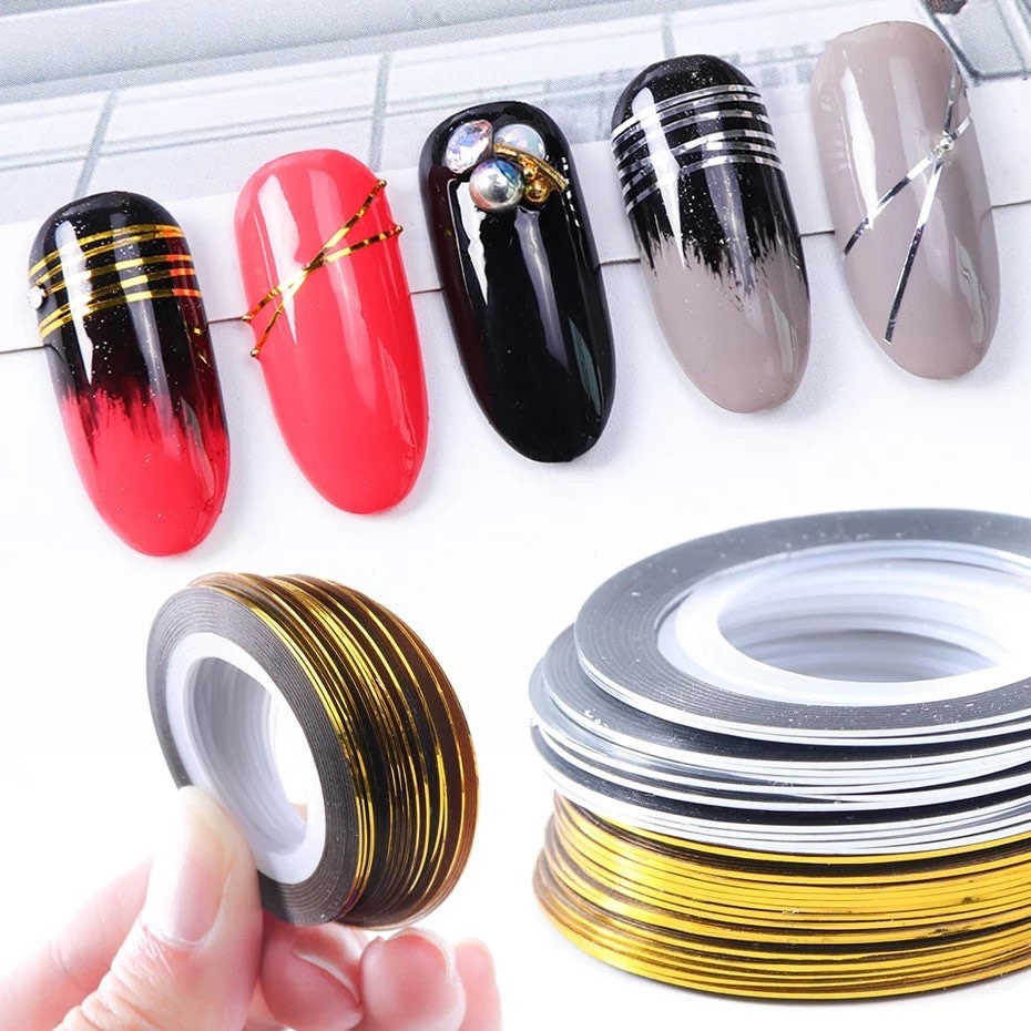 0.5mm Gold / Silver Nail Art Striping Tape, Line Stickers, Laser Stri…
