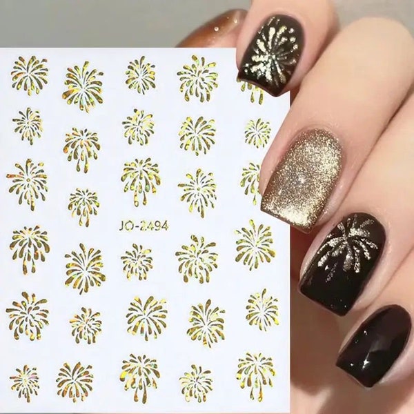 Holographic Gold Coloured Fireworks Foil Nail Art Stickers