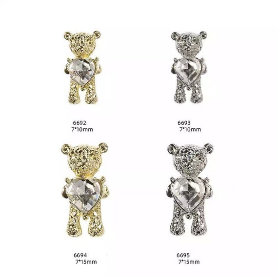 Little Bear Crystal Diamond Gold Luxury Nail Art Charms - China