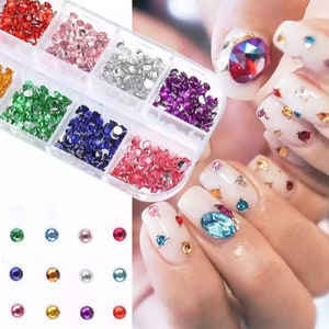 12 Grid/Box Nail Art Rhinestones Multicoloured 3mm