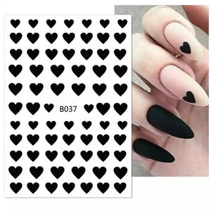 Black Coloured Hearts Nail Art Stickers
