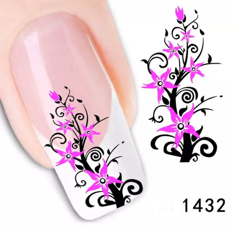 Water Transfer Nail Stickers Nail Decals Flower and Etsy UK