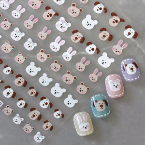 Cute Bears, Dogs and Bunny Rabbits - Nail Art Stickers