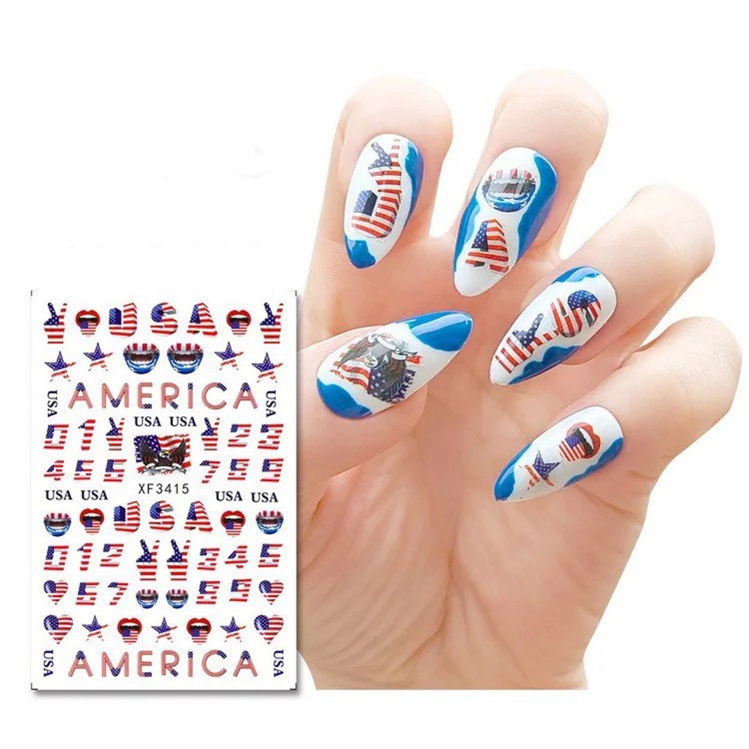 4th of July Nail Stickers Flag Nail Art Decals for American Independence  Day | eBay