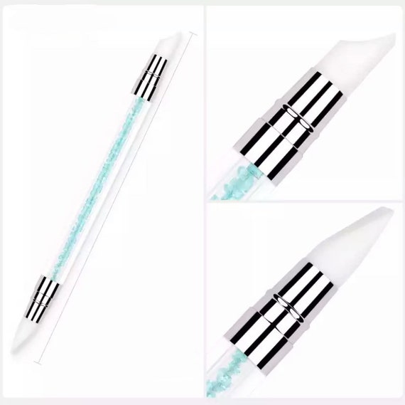 2 Way Rhinestone Crystal Nail Art Brush Pen Silicone Head Carving Emboss  Shaping Hollow Sculpture Acrylic Manicure Dotting Tools - Nail Brushes -  AliExpress