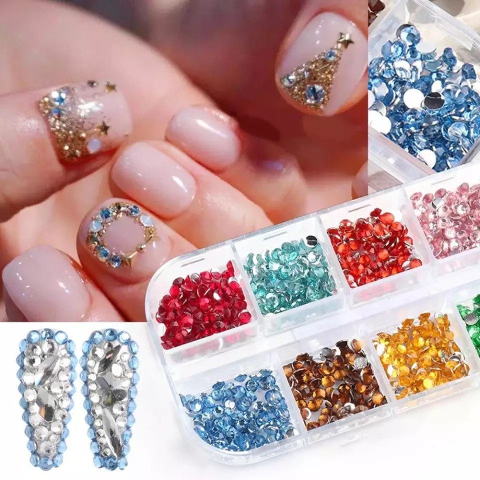 Nails Rhinestones,Professional Nail Decoration 12 Grid Nail Crystals G –  TweezerCo