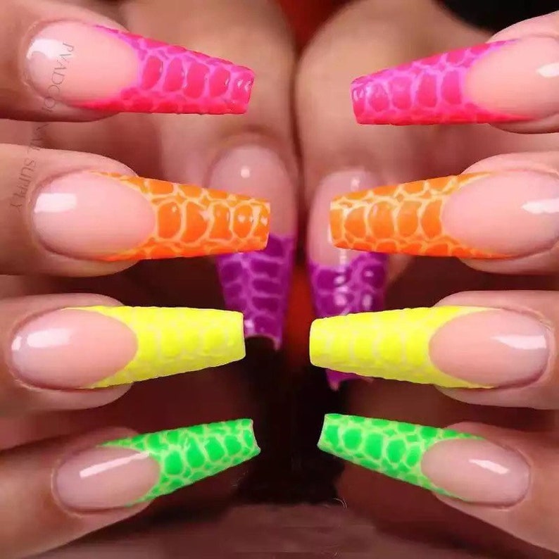 Crocodile Skin Nail Art Stickers Selfadhesive Neon Crocodile Etsy UK