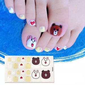 Adhesive Toenail Art Polish Decal Tips, Toenail Wraps, Sticker Strips Pedicure Kit