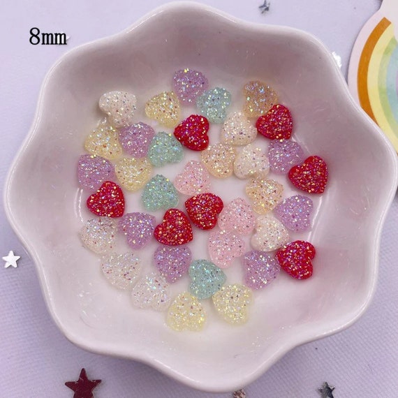 5PCS Glittered Candy Heart, Resin Nail Charms, Candy Nail Charms 8mm Random  Colours 