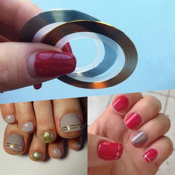 Gold / Silver Nail Art Striping Tape Line Stickers - Etsy Gold / Silver Nail Art Striping Tape Line Stickers - Etsy
