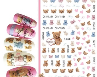 Cute Bear- Nail Art Stickers